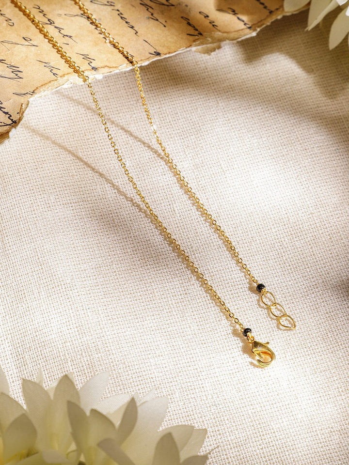 RAIRA Gold-Plated Mangalsutra Necklace with Black Beads, Heart-Shaped Mangalsutra
