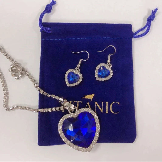 RAIRA Titanic Blue Ocean Heart Crystal Pendant Set for Girls and Women Valentine Special