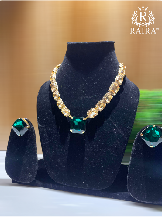 RAIRA Rhodium-Plated AD Studded Jewellery Set, Party wear Traditional Style Necklace