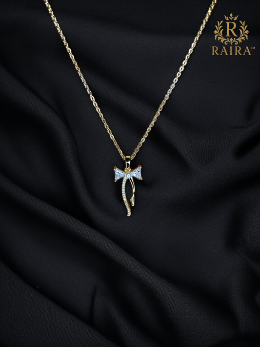 RAIRA Pendant Stainless Steel Silver Color Bowknot Pendant  For Women & Girls Bow Tie