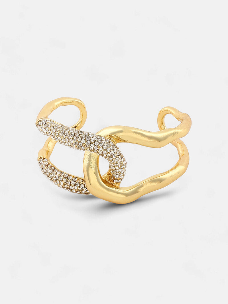 RAIRA Opposta Cuff Bracelet for Casual Wear | Metallic Silver | Alloy Material | Artificial Stone | For Women & Girls