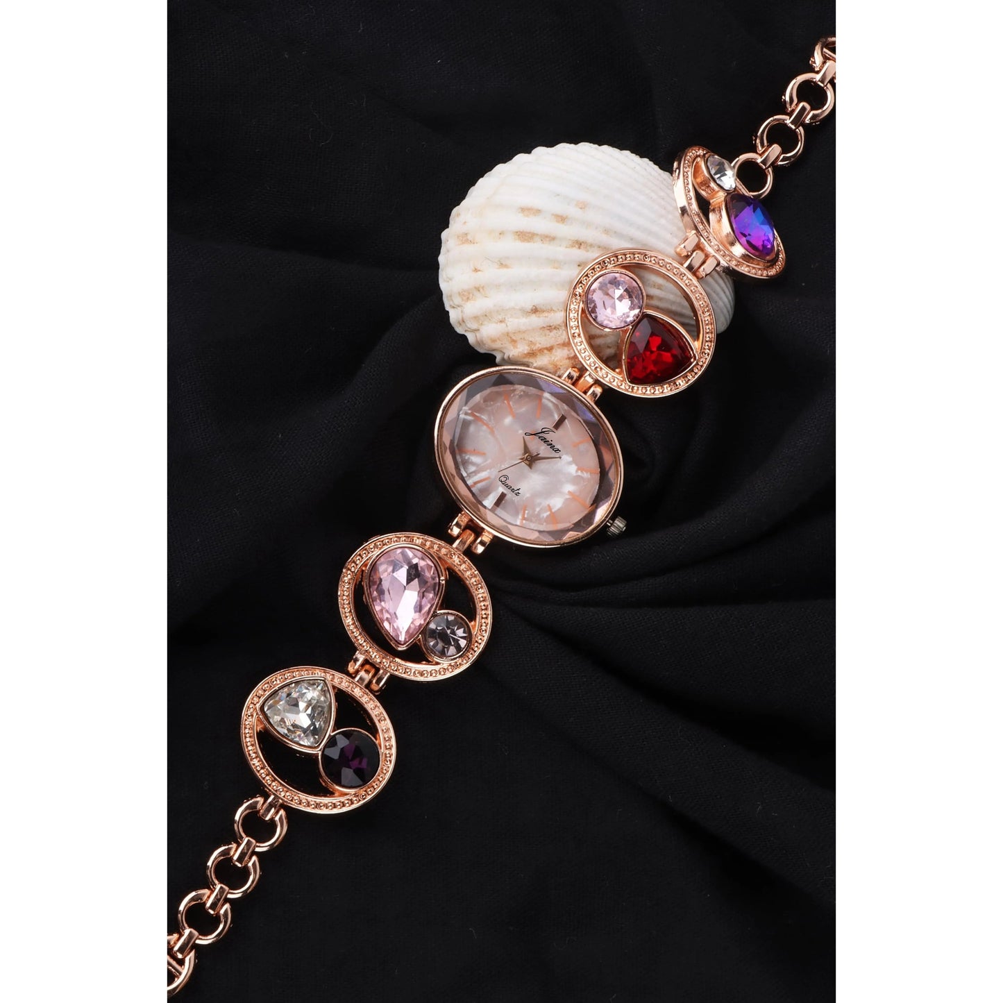 RAIRA Pearl Dial Bracelet Chain Analog Wrist Watch for Women (Silver/Rose Gold/Golden)