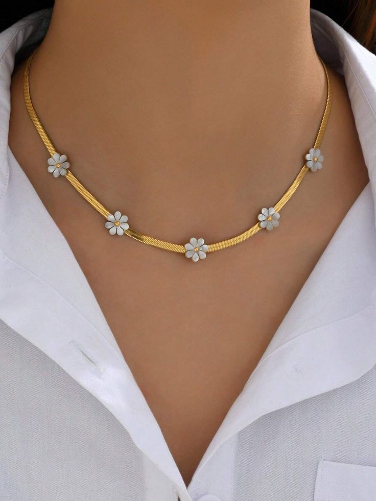 RAIRA Gold Plated Flower Chain Stainless Steel Tarnish Free Necklace