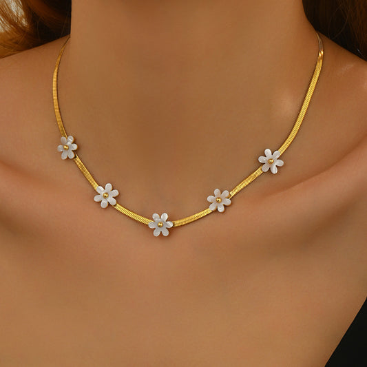 RAIRA  Gold Plated Flower Chain Stainless Steel Tarnish Free Necklace