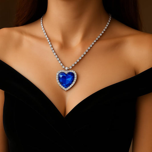 RAIRA Titanic Heart Of The Ocean Big Blue Crystal Necklace Easter Valentine's Gift