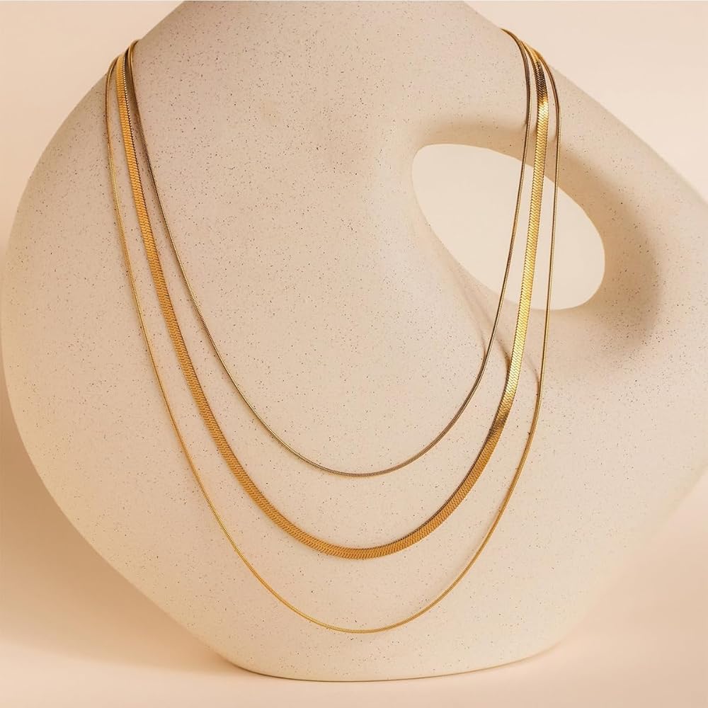 RAIRA Chain Layered Necklace,18K Gold/Silver Plated Snake Chain Long Choker Necklace Dainty Chain gold layered Necklaces for Women Girls trendy Gold Jewelry Gifts