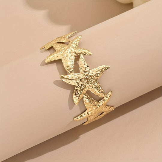 RAIRA Golden Tone Starfish Open Cuff Bracelet for Women & Girl's