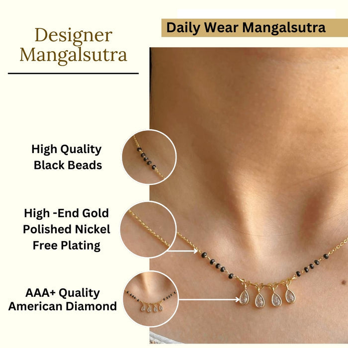 RAIRA Teardrop CVD Diamond Mangalsutra in Gold Chain pendant mangalsutra