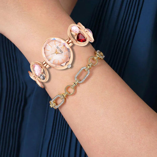 RAIRA Pearl Dial Bracelet Chain Analog Wrist Watch for Women (Silver/Rose Gold/Golden)