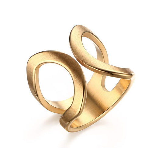 RAIRA Minimalist Butterfly Open Ring for Women Girls Stainless Steel Statement Expandable Double Wave Band Thumb Finger Best Friend Rings Comfort Fit