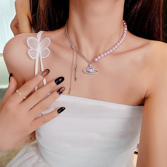 RAIRA adjustable length Purple Planet Necklaces for Women Fashion French Necklace
Alloy Choker For Women & Girl's