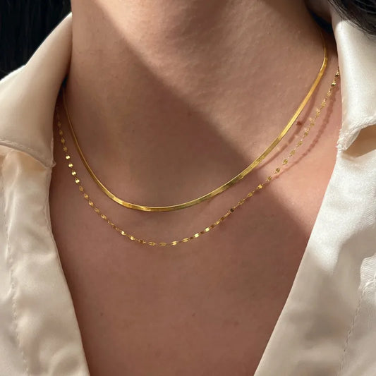 RAIRA Gold Necklace for Women, 14k Gold Plated Choker Dainty Layered Necklaces, Silver Necklace for Women 14k White Gold Plated Dainty Layered Necklaces