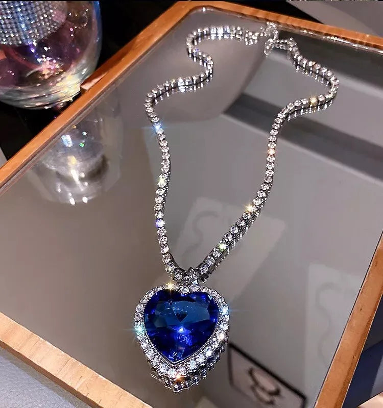 RAIRA Titanic Heart Of The Ocean Big Blue Crystal Necklace Easter Valentine's Gift