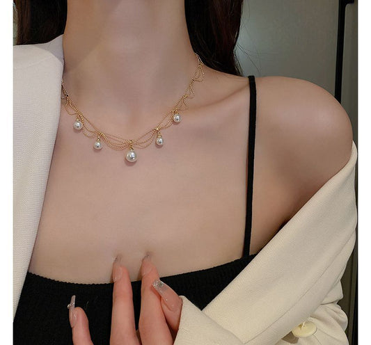 RAIRA Pearl Choker Vintage Style Necklace Golden Plated Chain For Women & Girl's