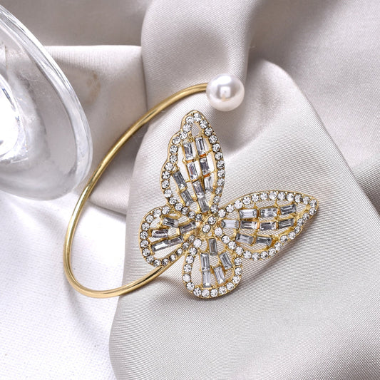RAIRA Rhinestone Butterfly Cuff Bracelet Bangle Jewelry for Women,