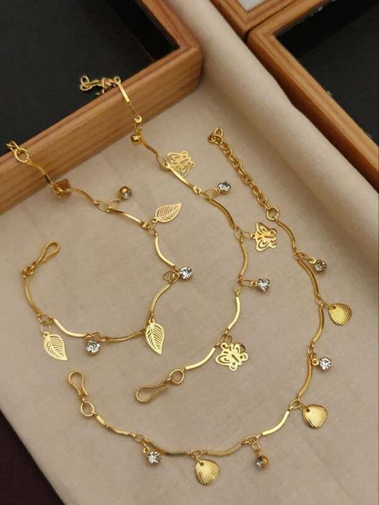 RAIRA Gold Plated korean fashion style bracelet with butterfly and heart hangings for women