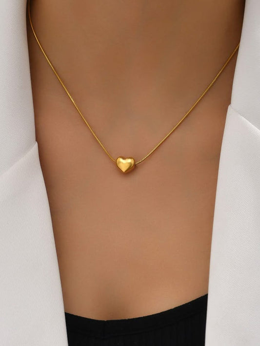 RAIRA Bold Gold Heart Pendant Necklace Valentine Anti Tarnish Chain For Women & Girl's