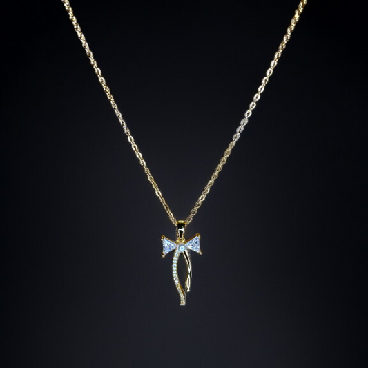 RAIRA Pendant Stainless Steel Silver Color Bowknot Pendant  For Women & Girls Bow Tie