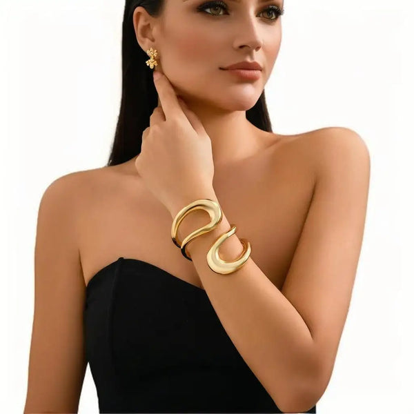 RAIRA 18K Gold-Plated Stainless Steel Water-Resistant Demi-Fine Cuff Bracelet