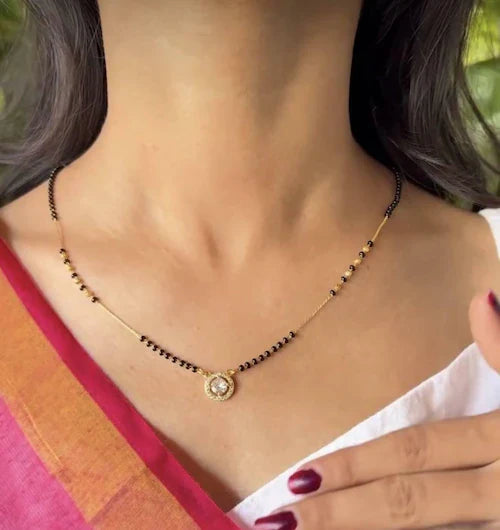RAIRA Minimal Daily Wear Fancy Brass Mangalsutra & Solitaire Diamond mangalsutra