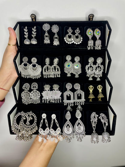 16 silver Jhumka with premium box.