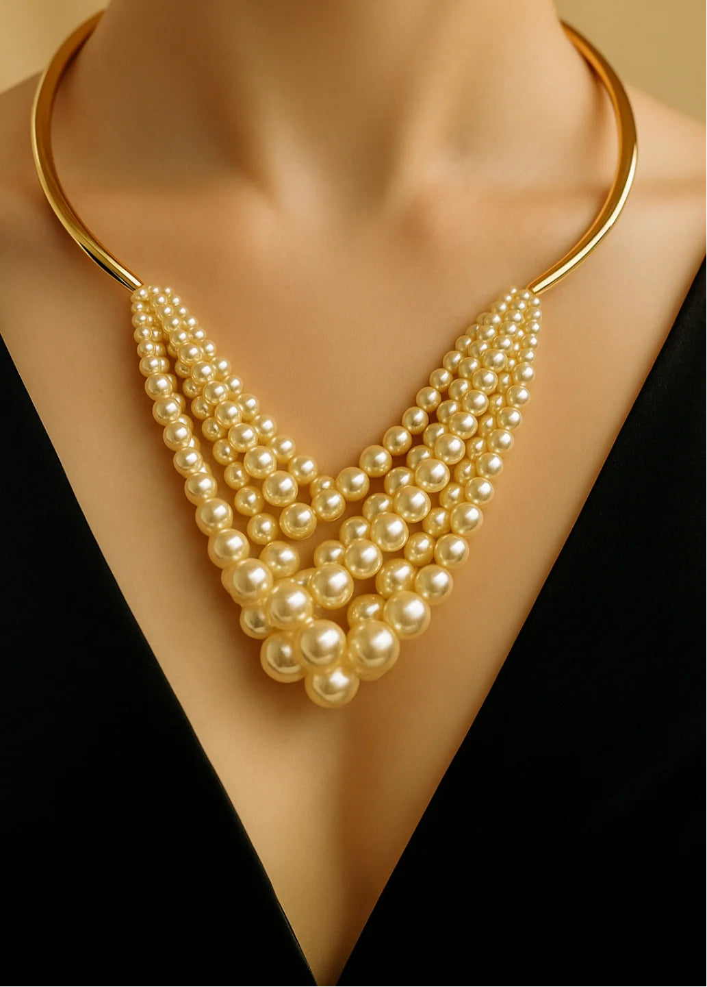RAIRA Statement Pearl Neckpiece in 18K Gold Plated Stainless Steel
