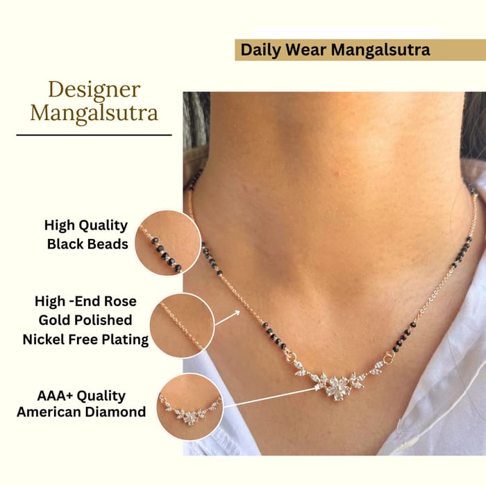 RAIRA "Noor" Diamond-Cut Floral Mangalsutra Necklace