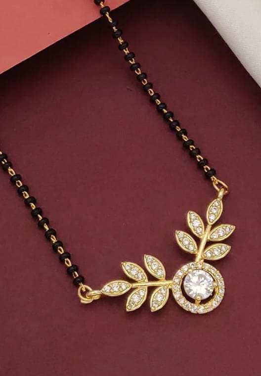 RAIRA Elegant Leaf Design Diamond Mangalsutra ✨