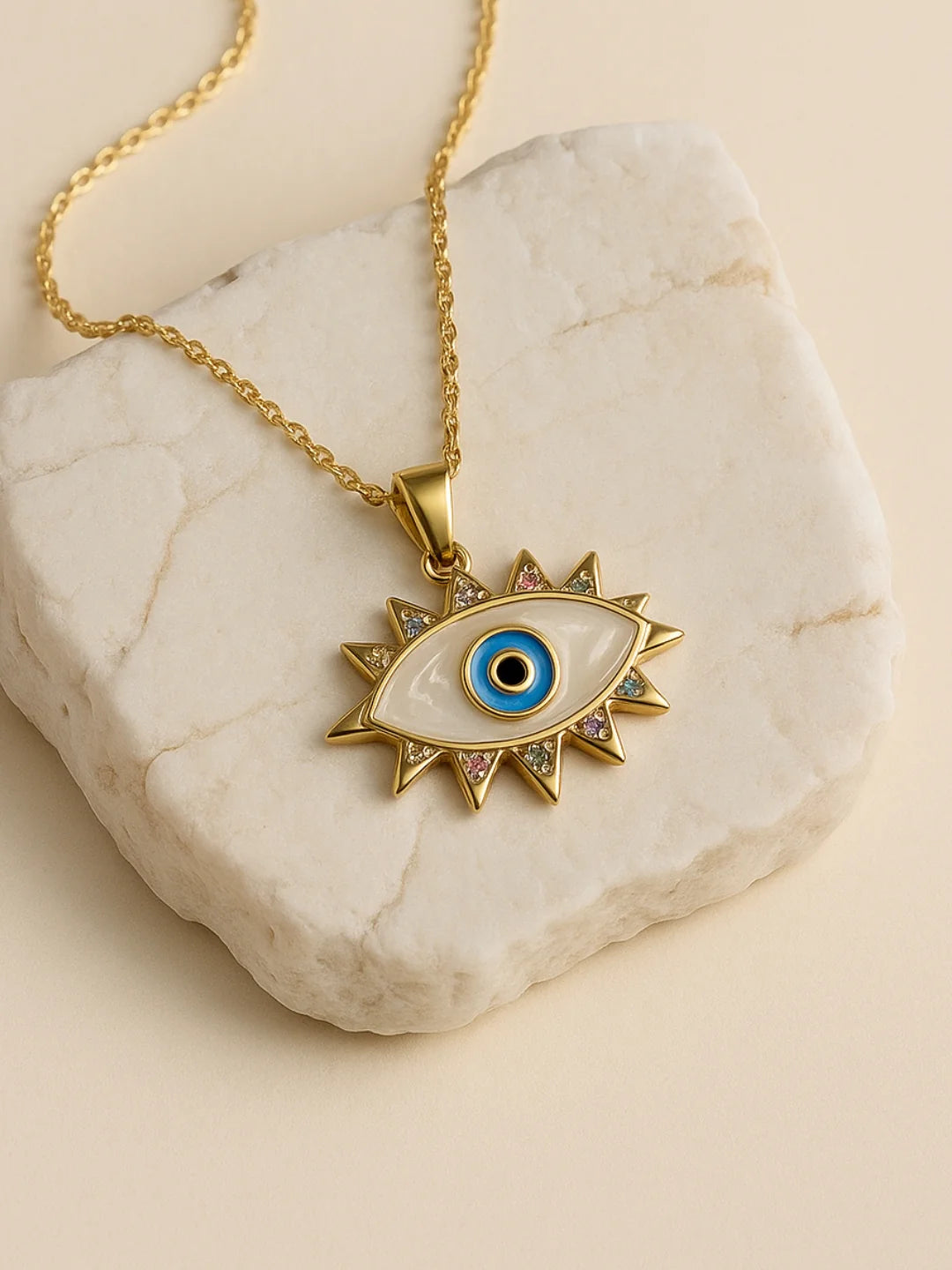 RAIRA Big Evil Eye Necklace – 18K Gold Plated, Anti-Tarnish & Waterproof