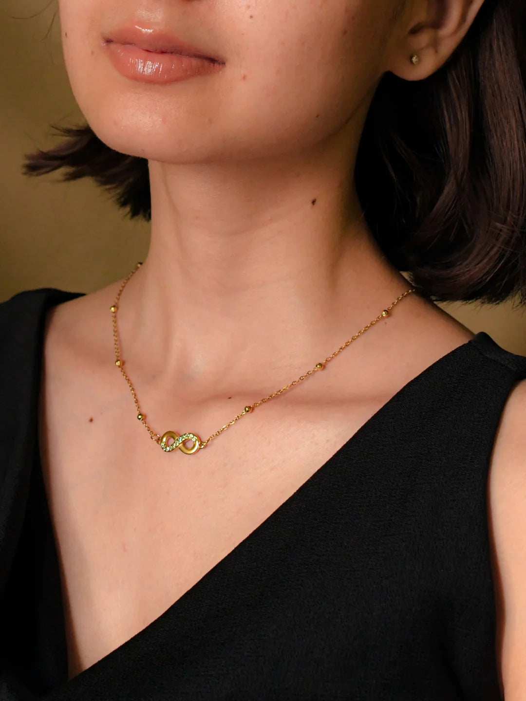 RAIRA Infinity Studded Chain Pandant  – Anti-Tarnish Gold Finish Gift