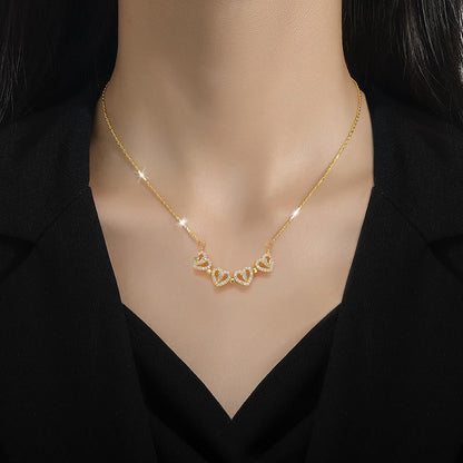 RAIRA Vacation Classic Style Heart Shape Titanium Steel Zircon Inlay Pendant Necklace Mangalsutar, Heart pandent Necklace For Women.