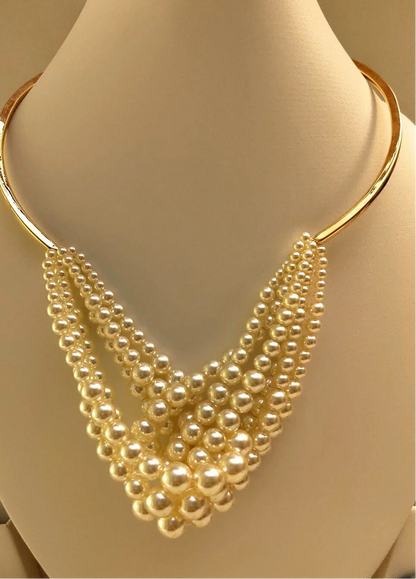 RAIRA Statement Pearl Neckpiece in 18K Gold Plated Stainless Steel