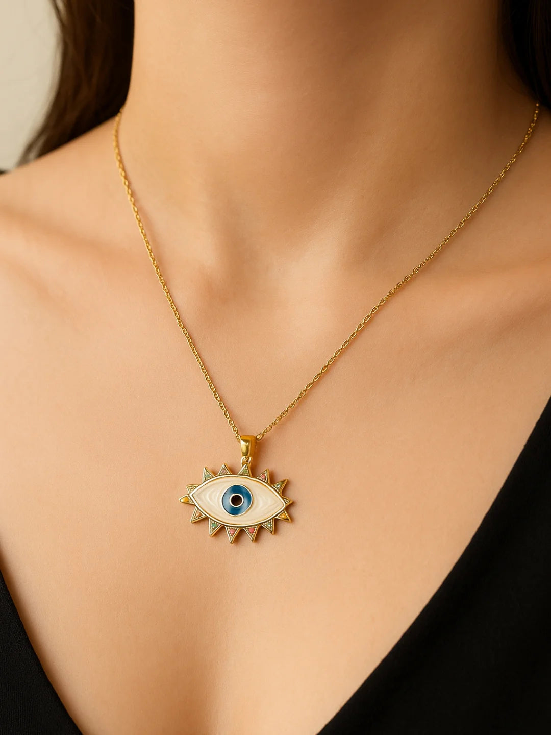 RAIRA Big Evil Eye Necklace – 18K Gold Plated, Anti-Tarnish & Waterproof
