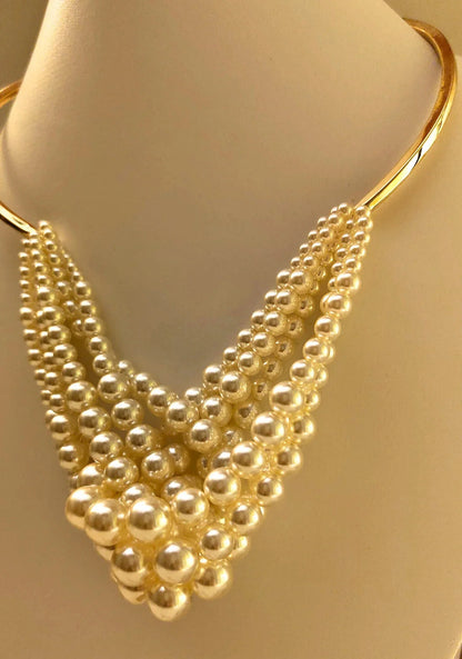 RAIRA Statement Pearl Neckpiece in 18K Gold Plated Stainless Steel