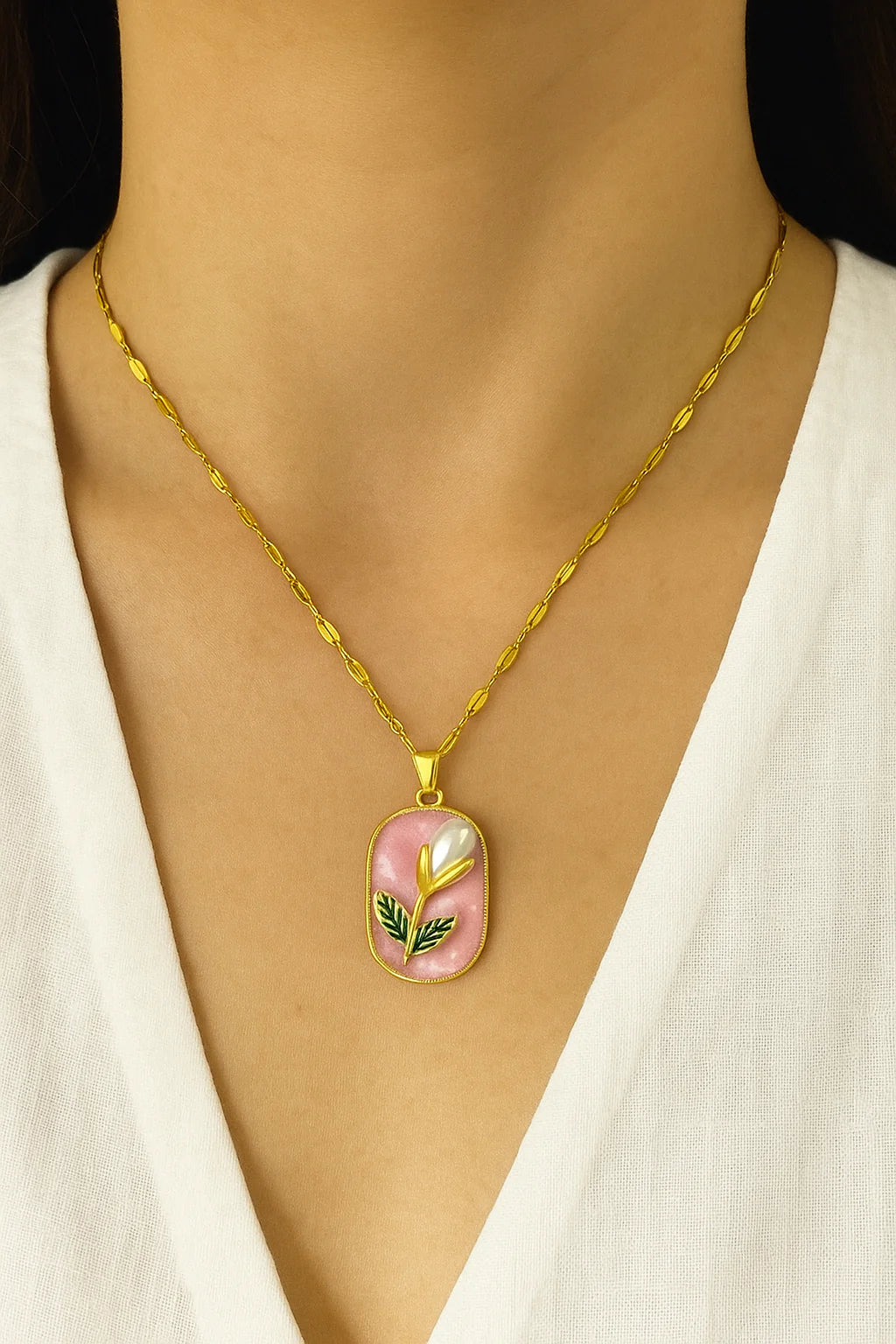 RAIRA Lilybud Pearl ,Blooming Pearl Pendant Necklace For Women's & Girl's