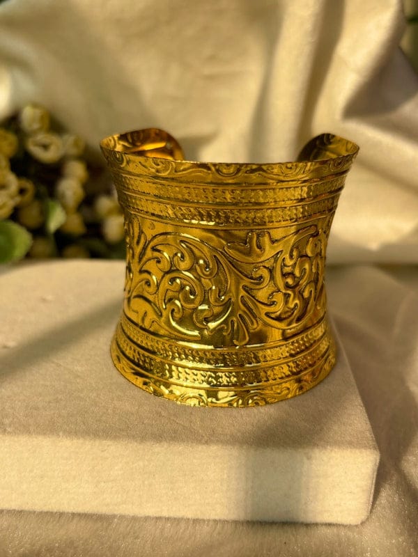 Raira's Royal Gold Embossed Cuff Bracelet For Women's & Girl's