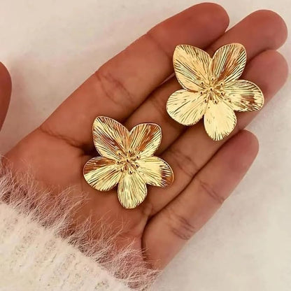 RAIRA GOLDEN PETAL- ELEGANT GOLD FLOWER STUDS Earrings For Women's & Girl's Gold Plated Stainless Steel