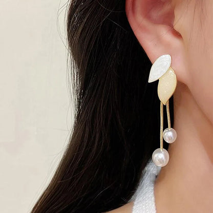 RAIRA Pearl Drop  Leaf Motif Dangle Earrings For Women's & Girl's