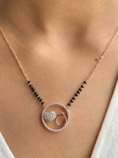 RAIRA Eternal Bond Mangalsutra – Sparkling Heart & Ring Circle Pendant💫