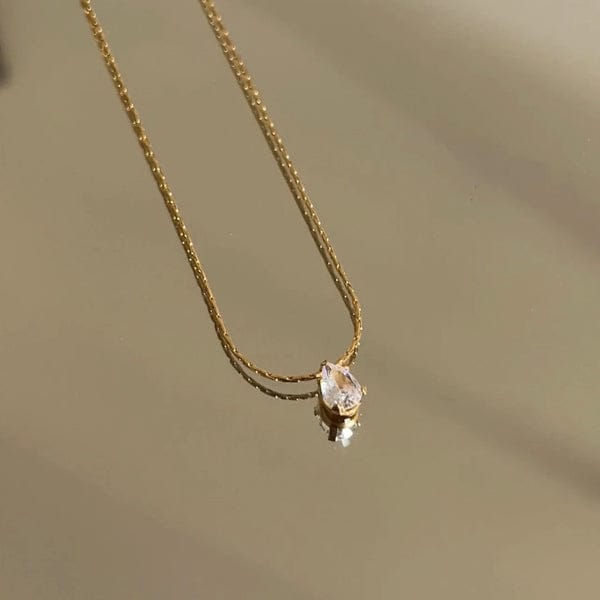 Raira's "Aira" Zircon Teardrop dainty Crystal Necklace Pandant For Women's & Girl's
