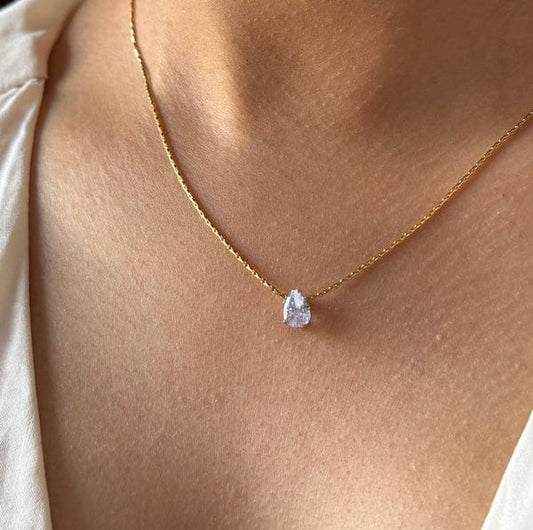 Raira's "Aira" Zircon Teardrop dainty Crystal Necklace Pandant For Women's & Girl's