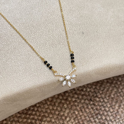 RAIRA Sparkling Floral Mangalsutra Necklace – Modern Grace with Traditional Touch