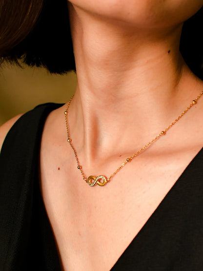 RAIRA Infinity Studded Chain Pandant  – Anti-Tarnish Gold Finish Gift