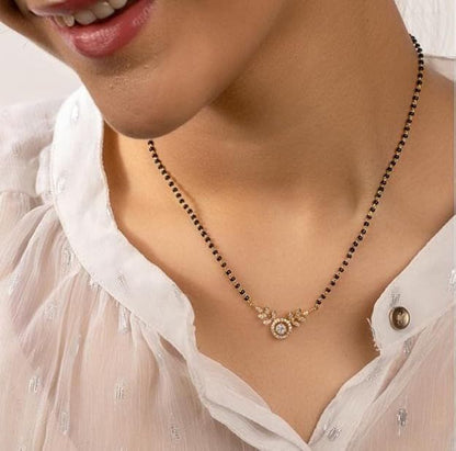 RAIRA Elegant Leaf Design Diamond Mangalsutra ✨