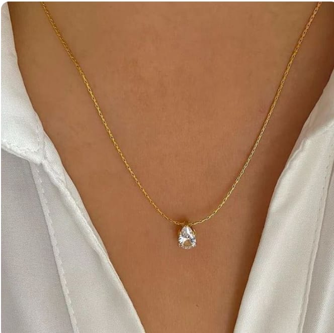 Raira's "Aira" Zircon Teardrop dainty Crystal Necklace Pandant For Women's & Girl's