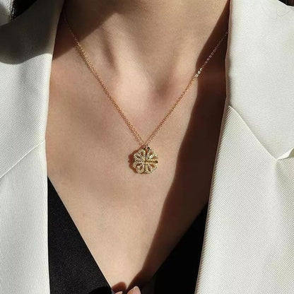 RAIRA Vacation Classic Style Heart Shape Titanium Steel Zircon Inlay Pendant Necklace Mangalsutar, Heart pandent Necklace For Women.