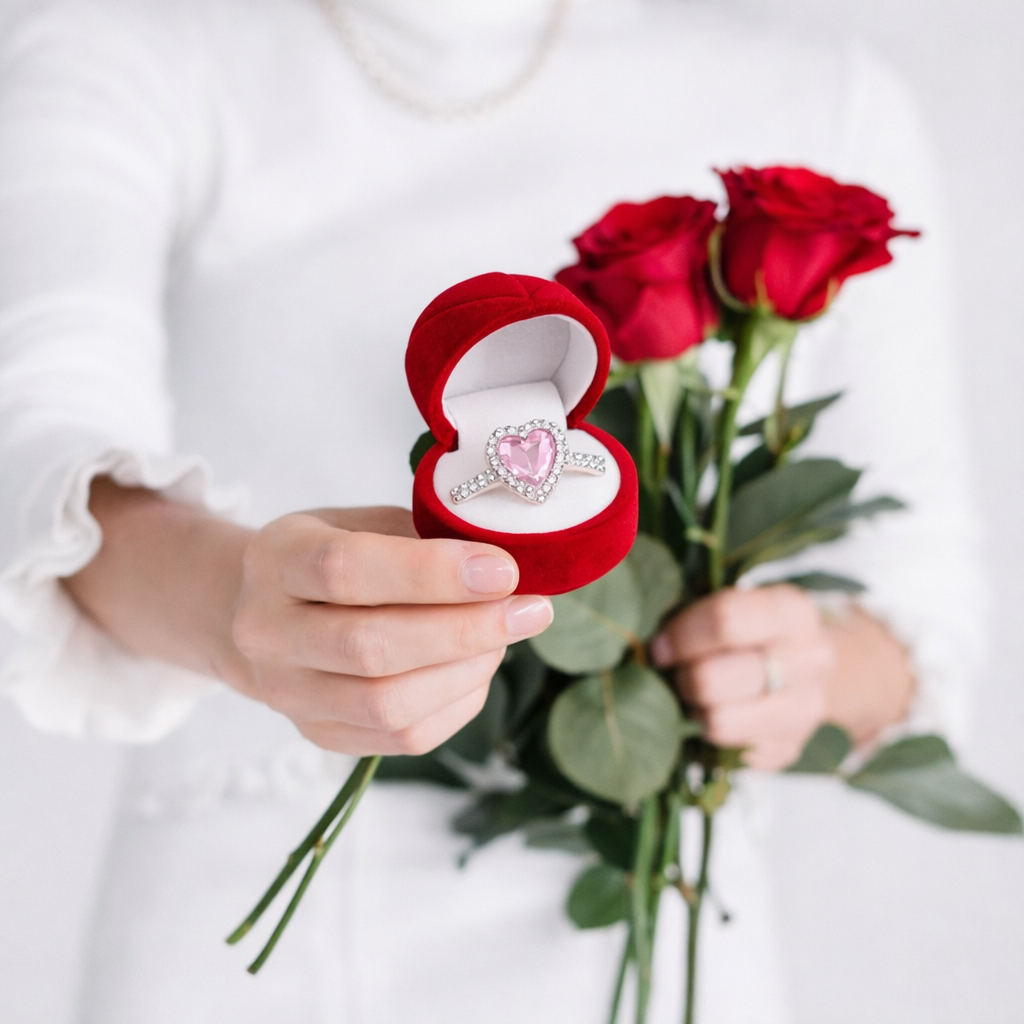 Heart Ring with Rose box