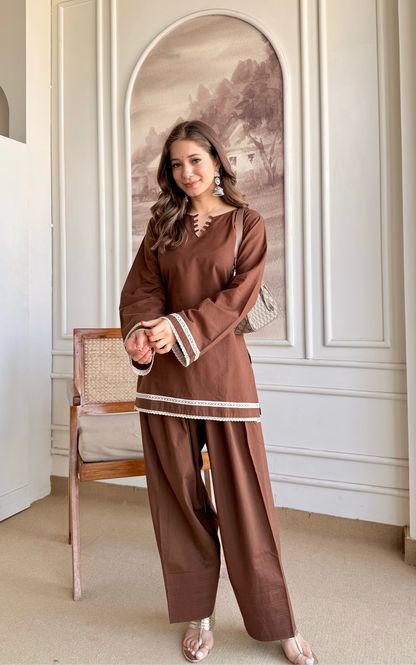  Coffee Brown Farshi Salwar Set 