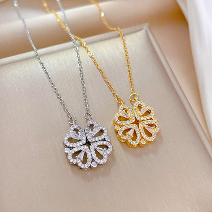 RAIRA Vacation Classic Style Heart Shape Titanium Steel Zircon Inlay Pendant Necklace Mangalsutar, Heart pandent Necklace For Women.