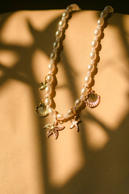 RAIRA Beach-Inspired Gold Pearl Choker – Single Layer Neclace Gift For Women & Girl's